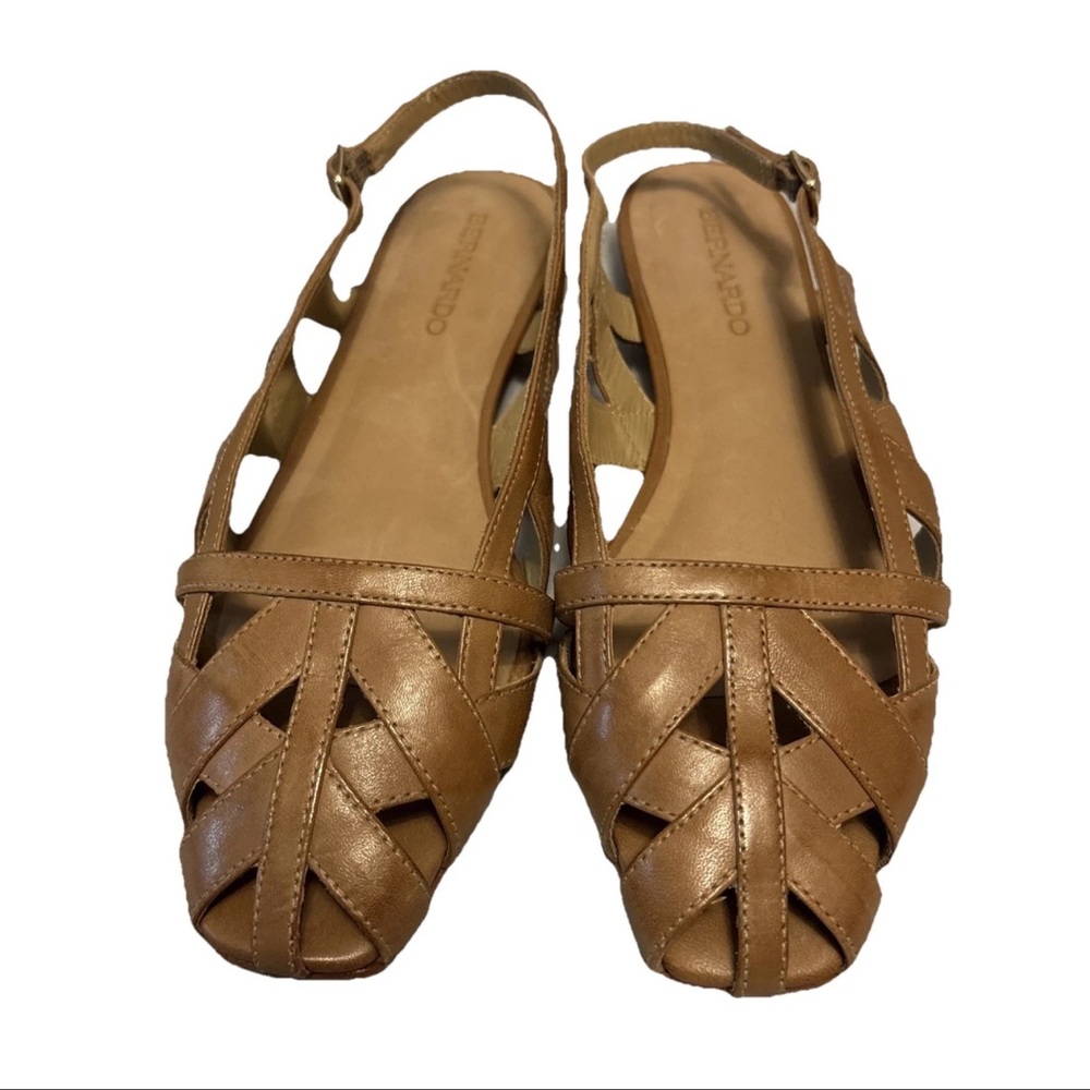 Bernardo Glinda Woven Leather Slingback Ballerina Flats. Size 7.5 Women’s Sandal